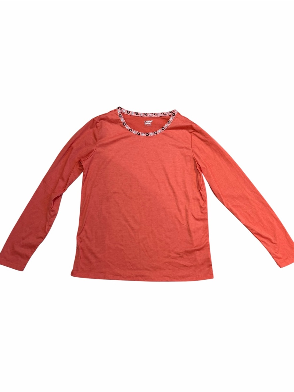Lands End Women's 2-Piece Pajama Set Coral Pink Geometric Floral Size Small - Picture 3 of 8